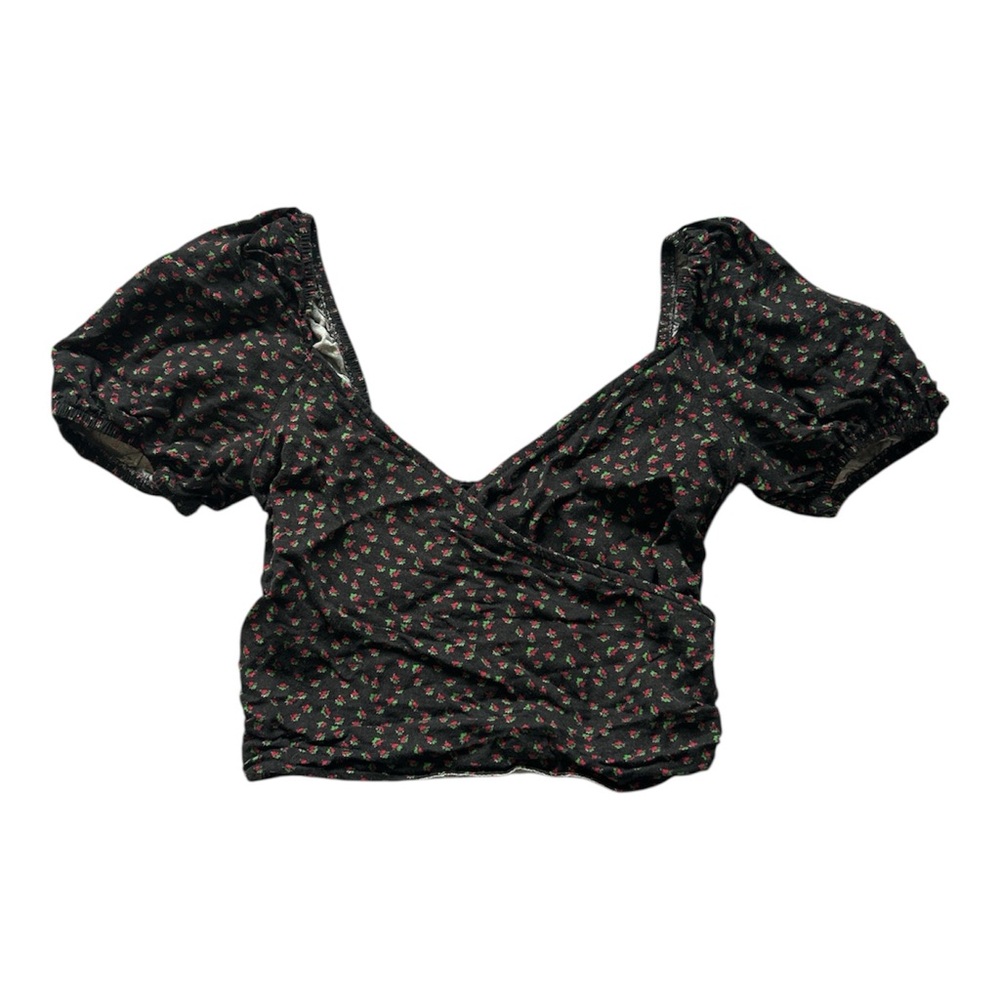 Urban Outfitters Black Floral Crop Top